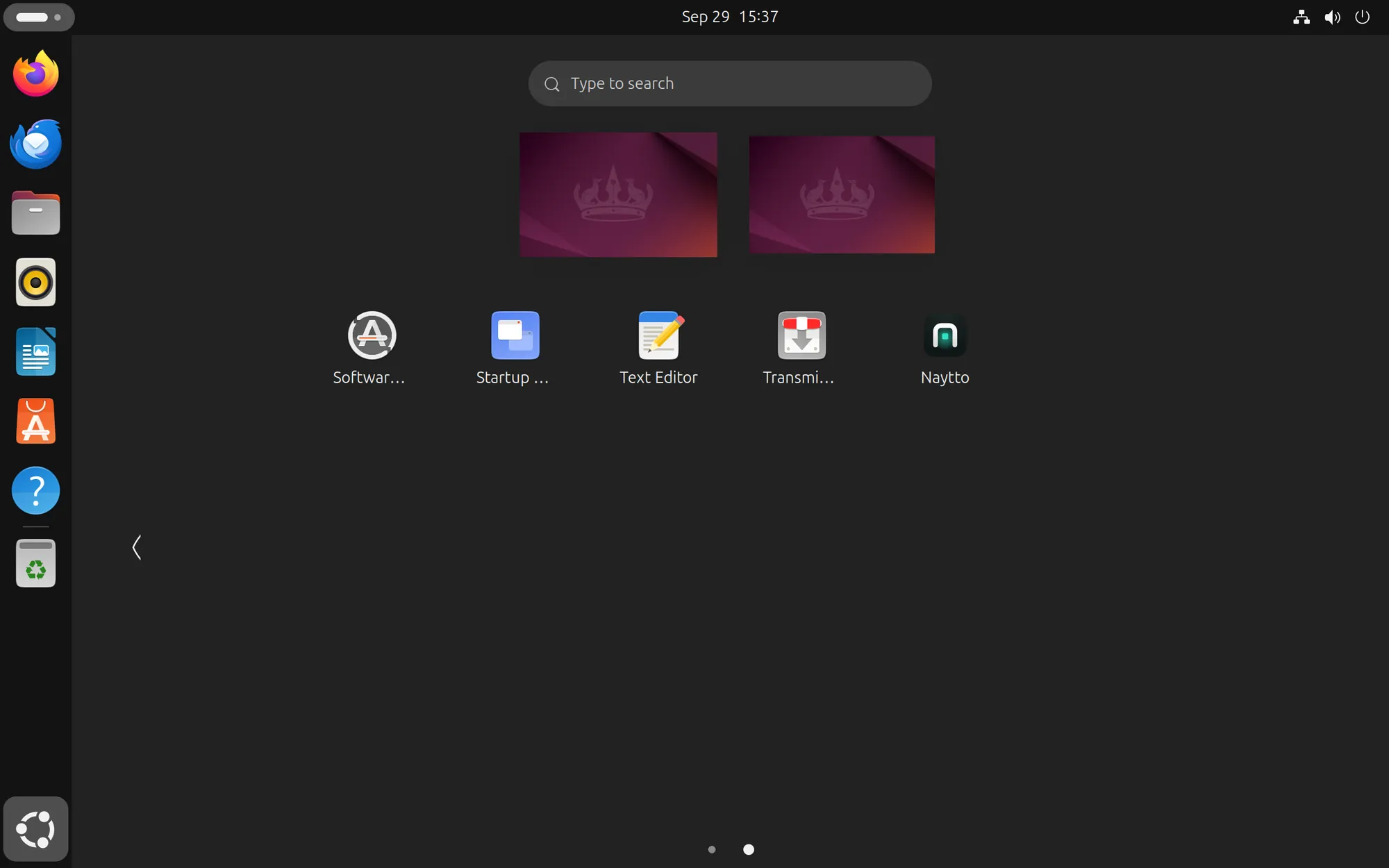 The second page of Ubuntu’s app grid, with the Naytto icon at the end of the first row.